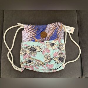 Maaji Multicolor Floral Drawstring Bag- reversible; NWT